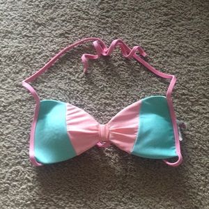 Pink and light blue Bow bikini top